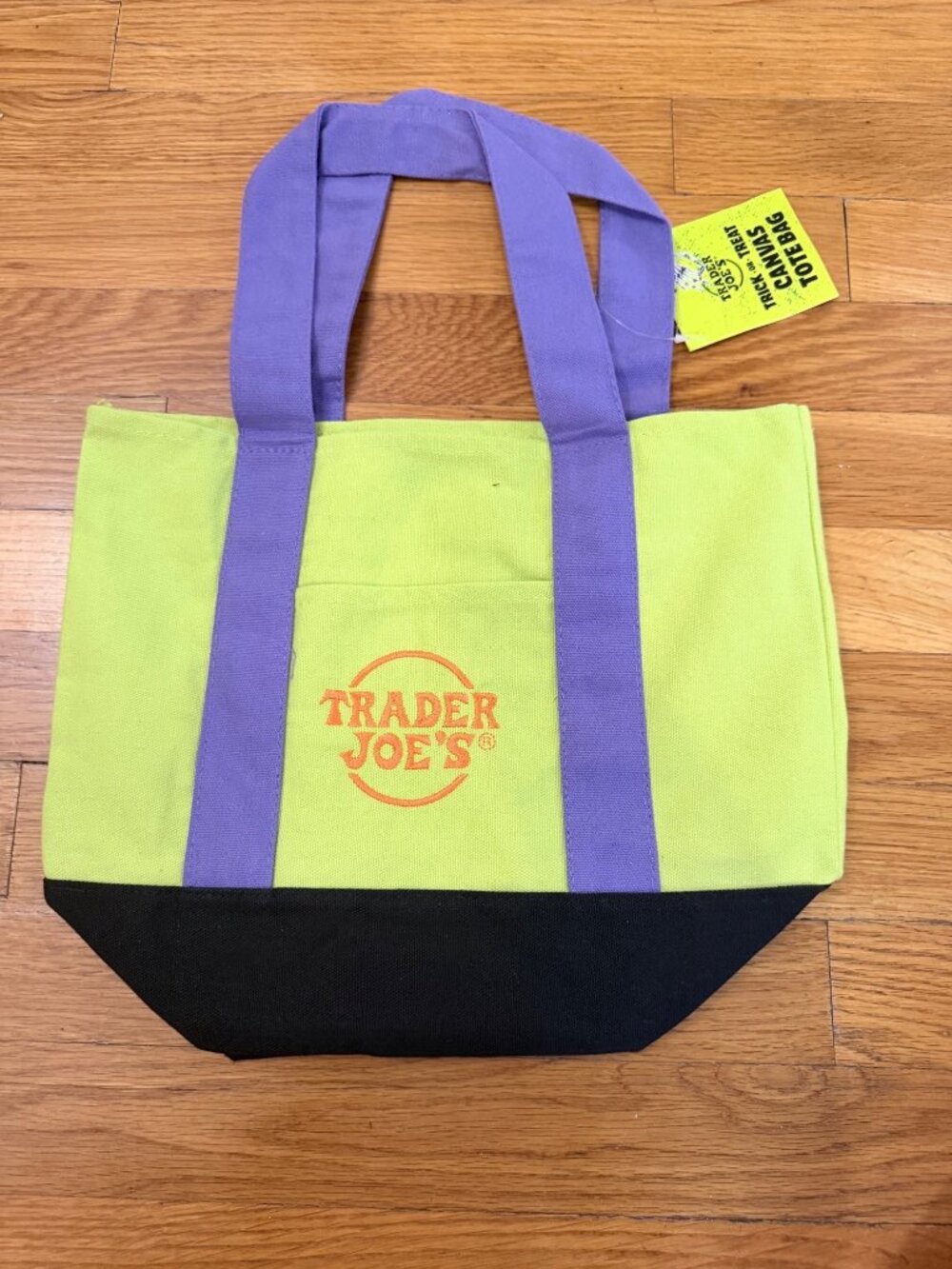 Trader Joe's Canvas Mini Tote Bag Limited Edition Halloween Fall 2026 Yellow/Gre